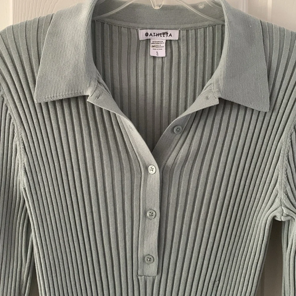 Athleta Mint Green Fitted Henley Shirt - Picture 3 of 5